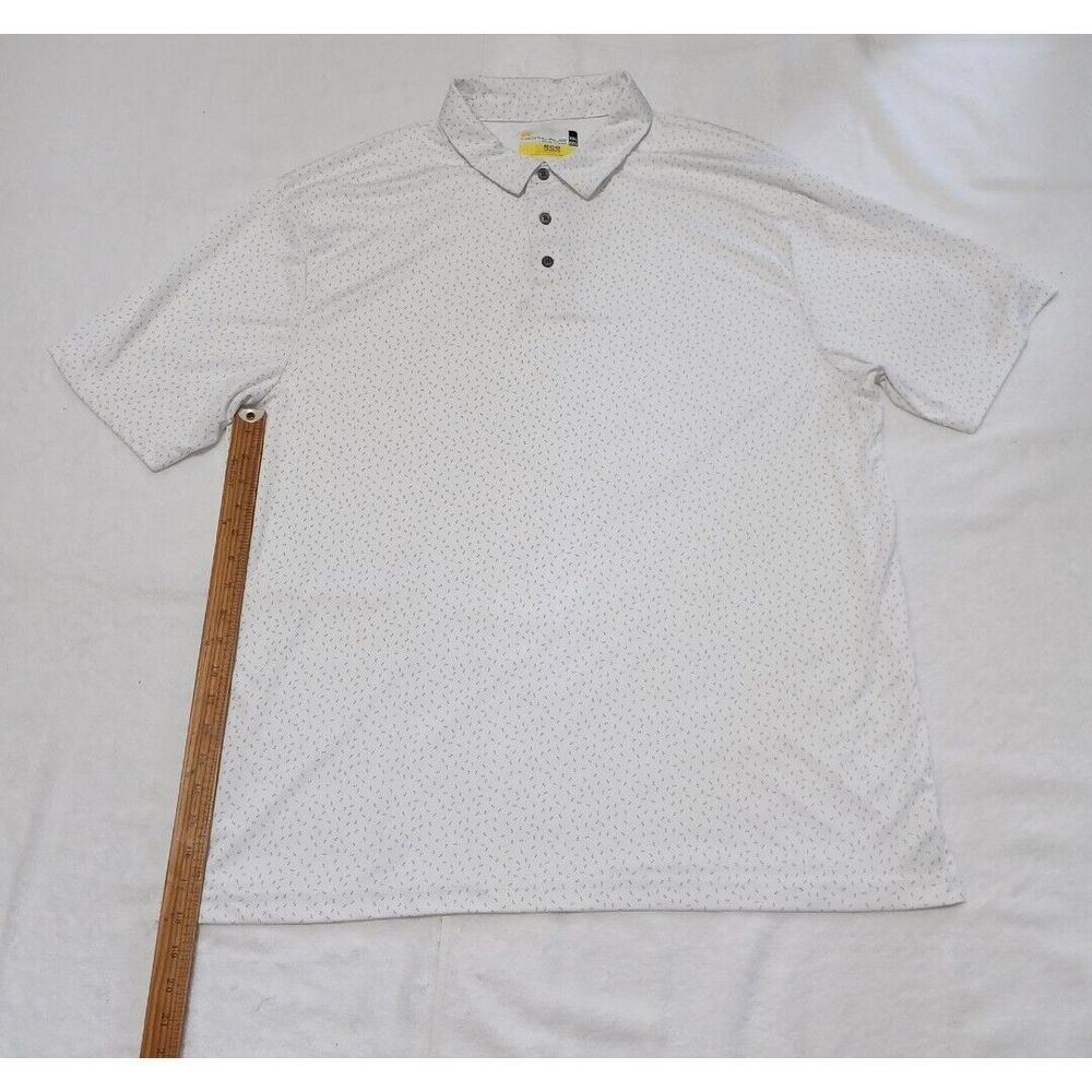 Nicklaus Eco Choice Mens XXL White‎ Geometric Print Performance Golf Polo Shirt